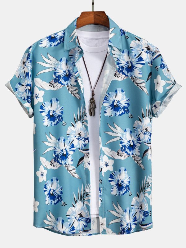 Tropical Floral Print Button Up Shirt & Swim Shorts - Image 7