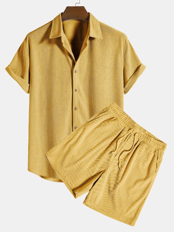 Short-Sleeved Corduroy Button Up Shirt & Shorts - Image 6