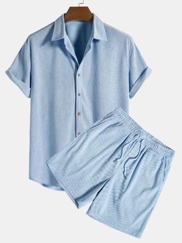 Short-Sleeved Corduroy Button Up Shirt & Shorts - Image 4