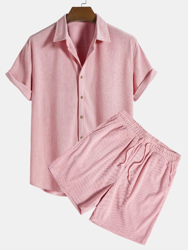 Short-Sleeved Corduroy Button Up Shirt & Shorts - Image 5