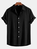 Linen Rayon Blend Button Up Shirt & Straight Leg Linen Pants