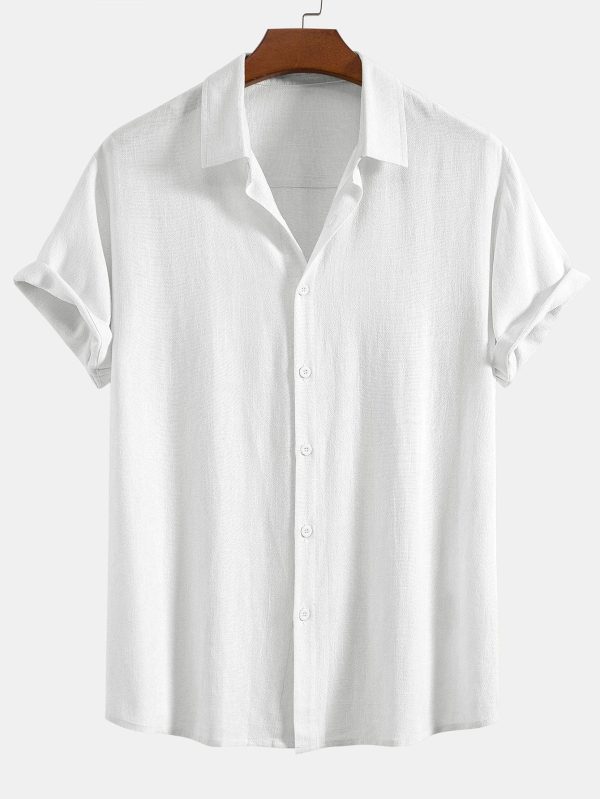 Linen Rayon Blend Button Up Shirt & Wrinkle Textured Straight Leg Pants - Image 14