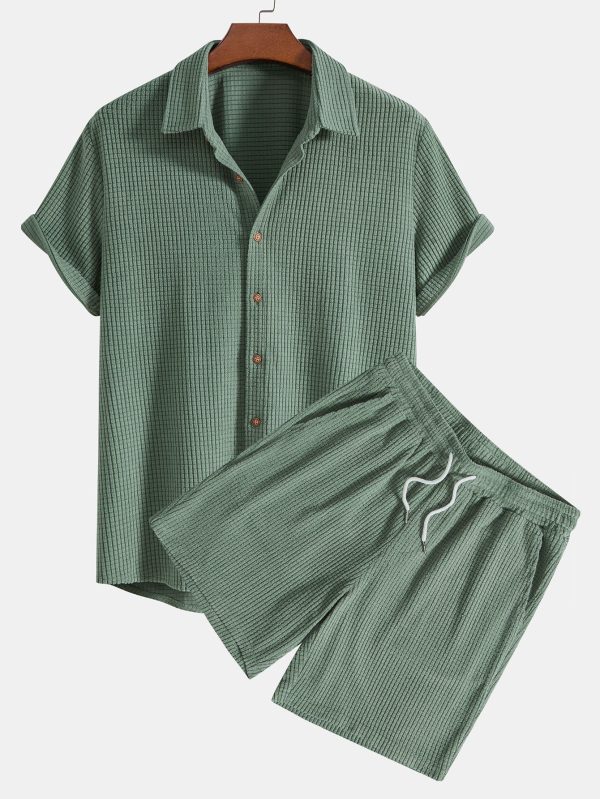 Waffle Button Up Shirt & Shorts - Image 2