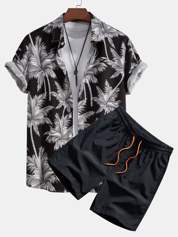 Palm Tree Print Button Up Shirt & Swim Short - Image 2