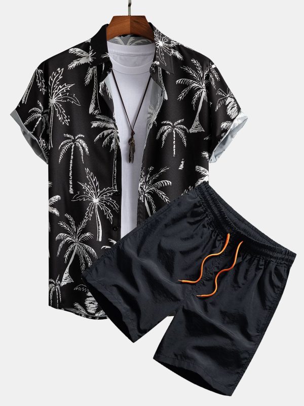 Palm Tree Print Button Up Shirt & Swim Shorts - Image 2