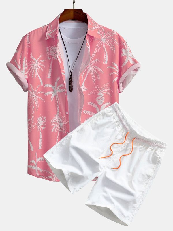 Palm Tree Print Button Up Shirt & Swim Shorts - Image 3