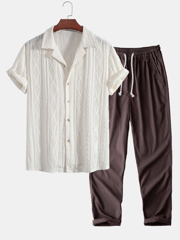 Geometric Jacquard Cuban Shirt & Straight Leg Linen Pants - Image 4