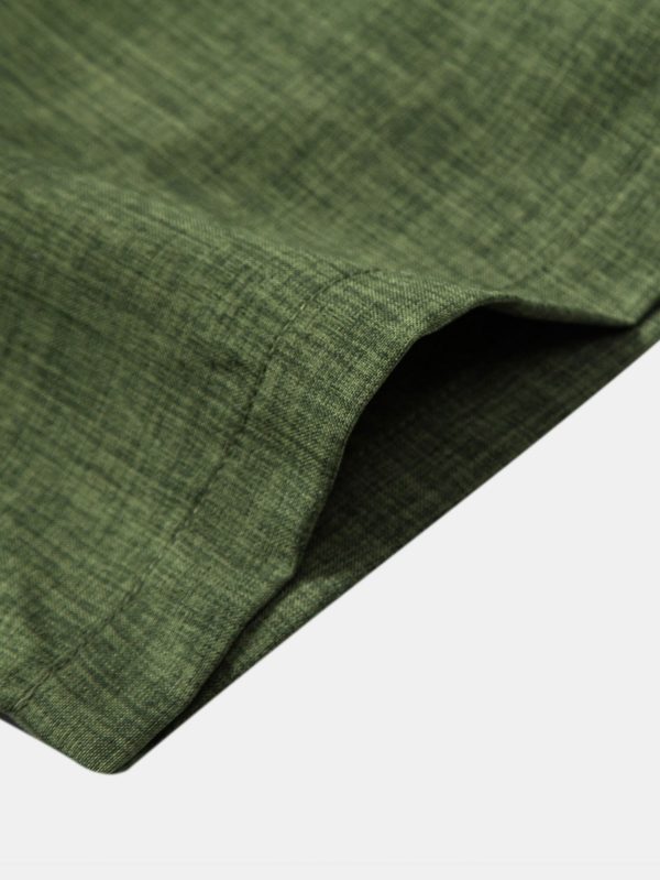 Short Sleeve Stand Collar Shirt & Straight Leg Linen Pants - Image 20