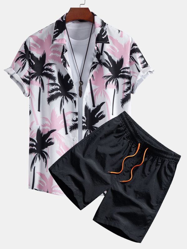 Palm Tree Print Button Up Shirt & Swim Shorts - Image 3