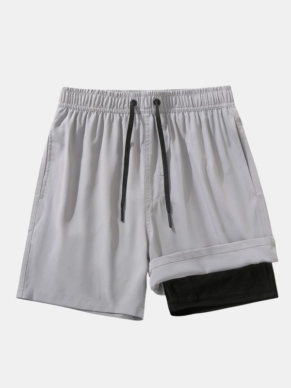 2 In 1 Drawstring Pocket Quick Dry Swim Shorts - Image 4
