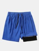 2 In 1 Drawstring Pocket Quick Dry Swim Shorts