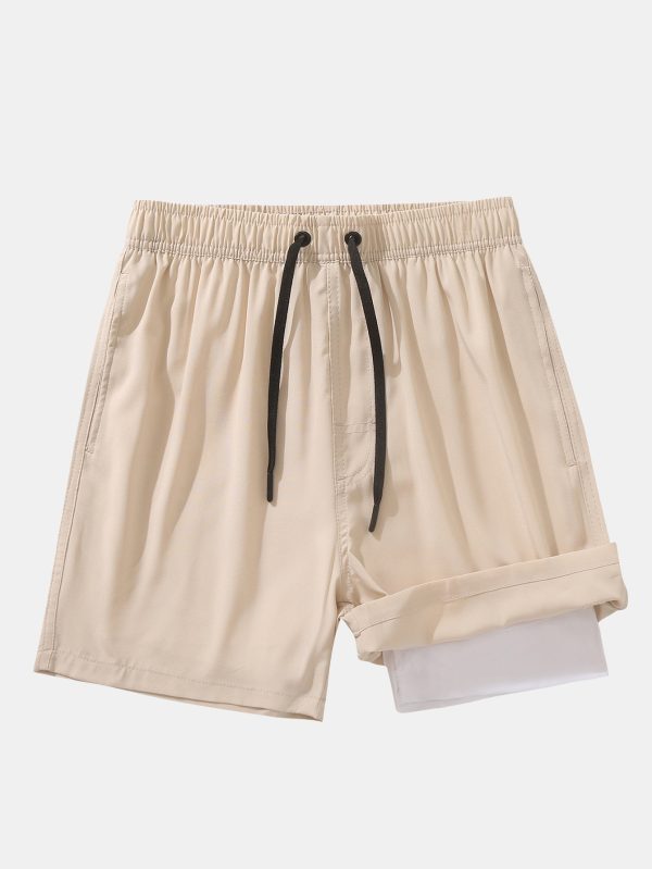 2 In 1 Drawstring Pocket Quick Dry Swim Shorts - Image 24