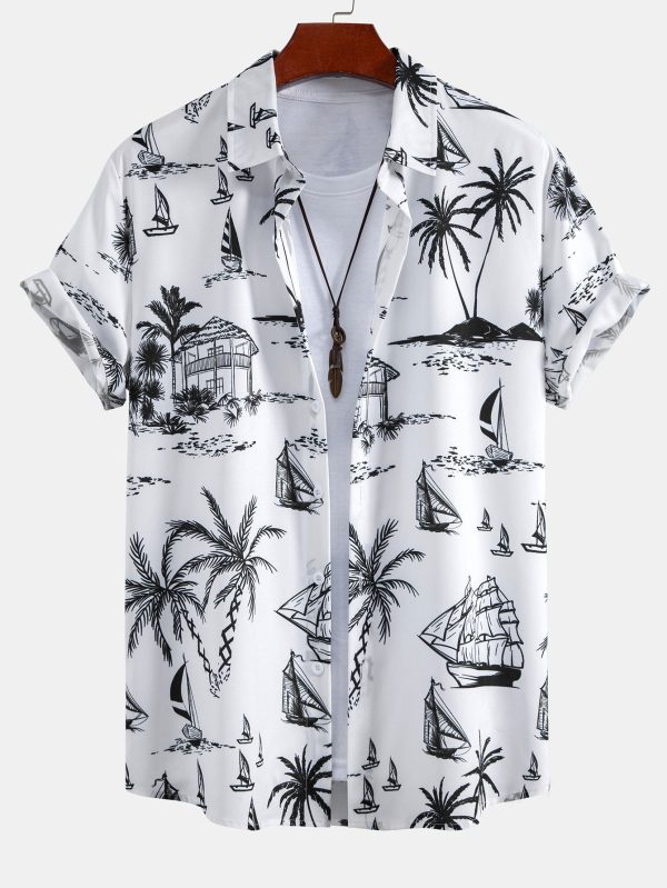 Island Sailing Print Button Up Shirt & Swim Shorts - Image 6