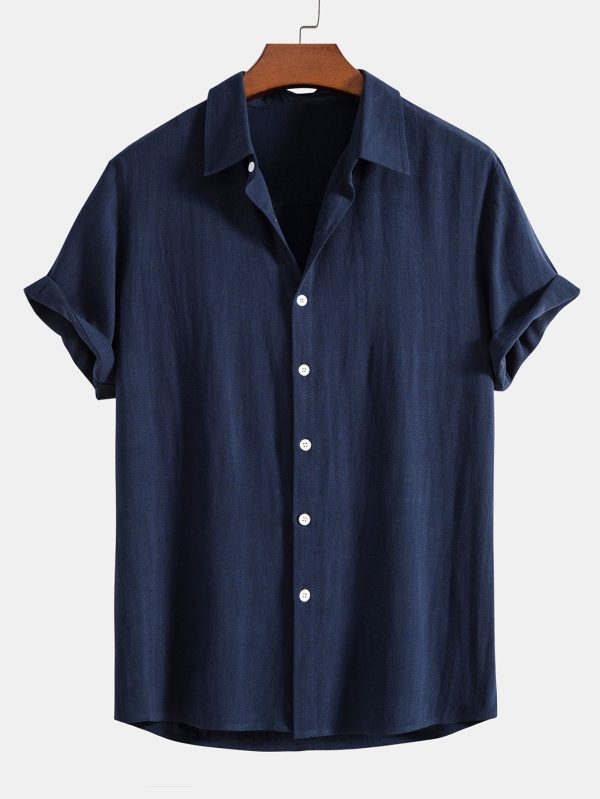Linen Rayon Blend Button Up Shirt & Wrinkle Textured Straight Leg Pants - Image 8
