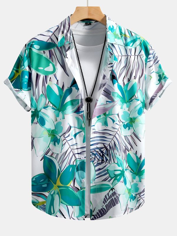 Flower Plants Print Button Up Shirt & Swim Shorts - Image 11