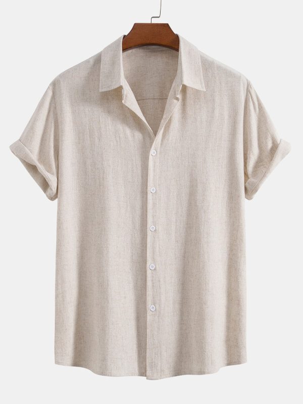 Linen Rayon Blend Button Up Shirt & Wrinkle Textured Straight Leg Pants - Image 10