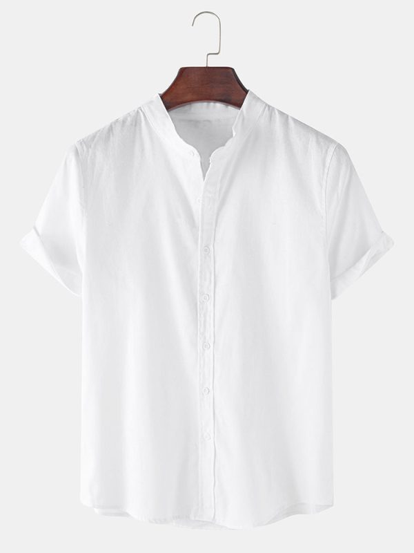 Linen Look Short Sleeve Basic Shirts & Straight Leg Linen Pants - Image 3