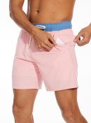 2 In 1 Solid Color Drawstring Swim Shorts With Pocket