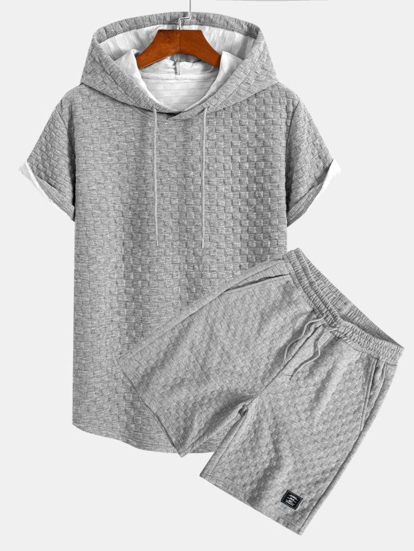 Checkerboard Jacquard  Arc Hem Hooded T-Shirt & Checkerboard Jacquard Shorts - Image 3