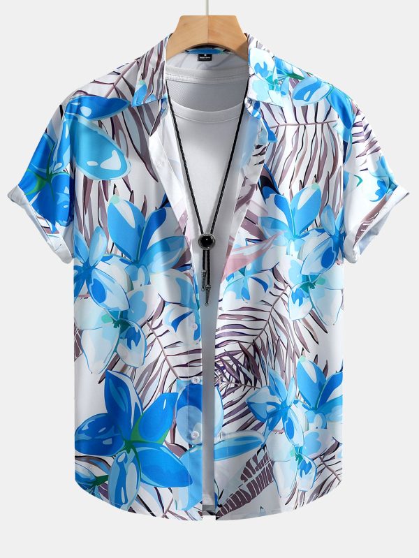 Flower Plants Print Button Up Shirt & Swim Shorts - Image 12