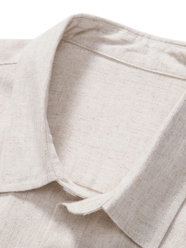 Linen Rayon Blend Button Up Shirt & Straight Leg Linen Pants - Image 26