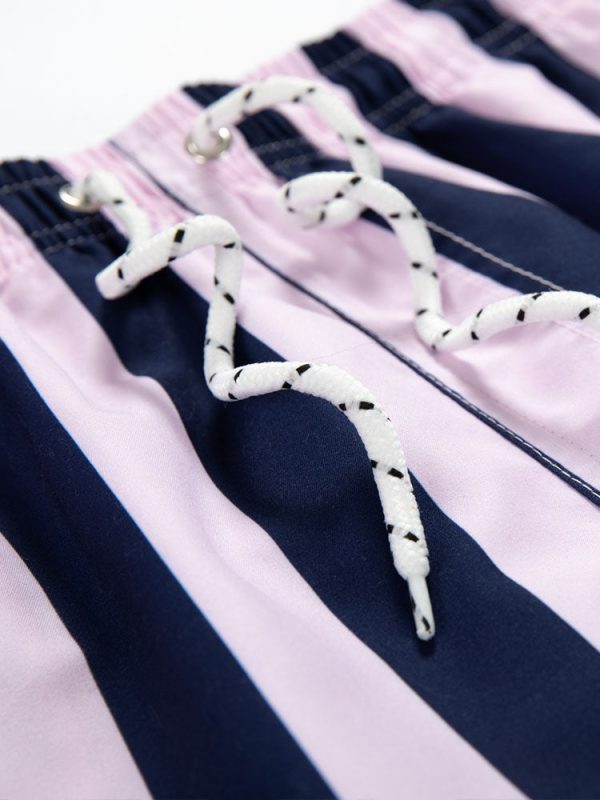 Man Striped Print Swim Shorts - Image 7