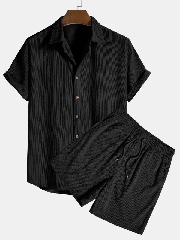 Short-Sleeved Corduroy Button Up Shirt & Shorts - Image 2