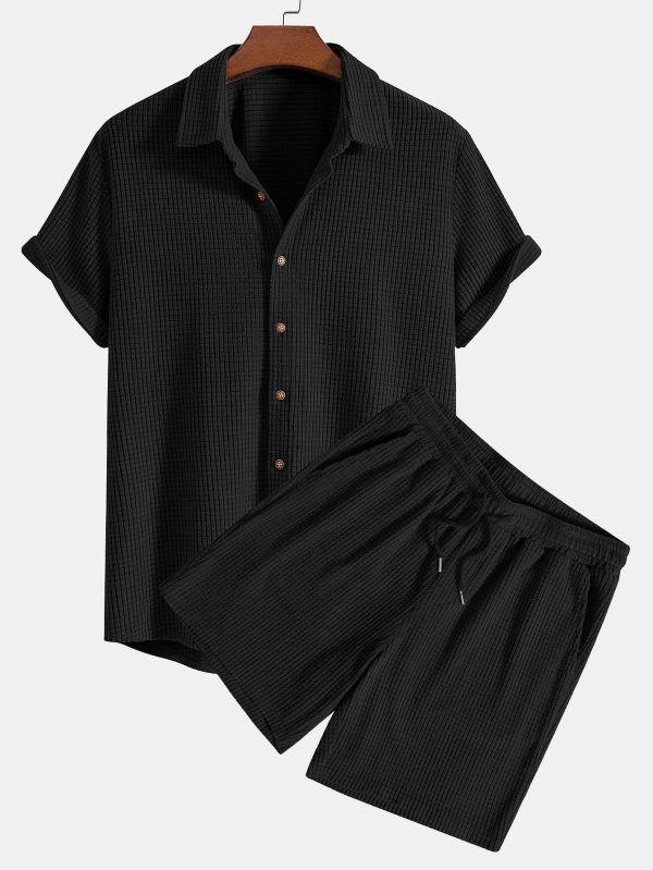 Waffle Button Up Shirt & Shorts - Image 3