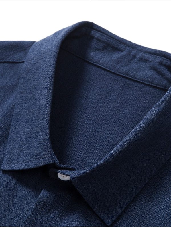 Linen Rayon Blend Button Up Shirt & Straight Leg Linen Pants - Image 23