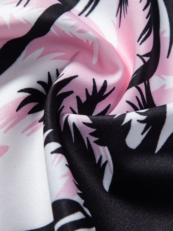 Palm Tree Print Button Up Shirt & Swim Shorts - Image 9