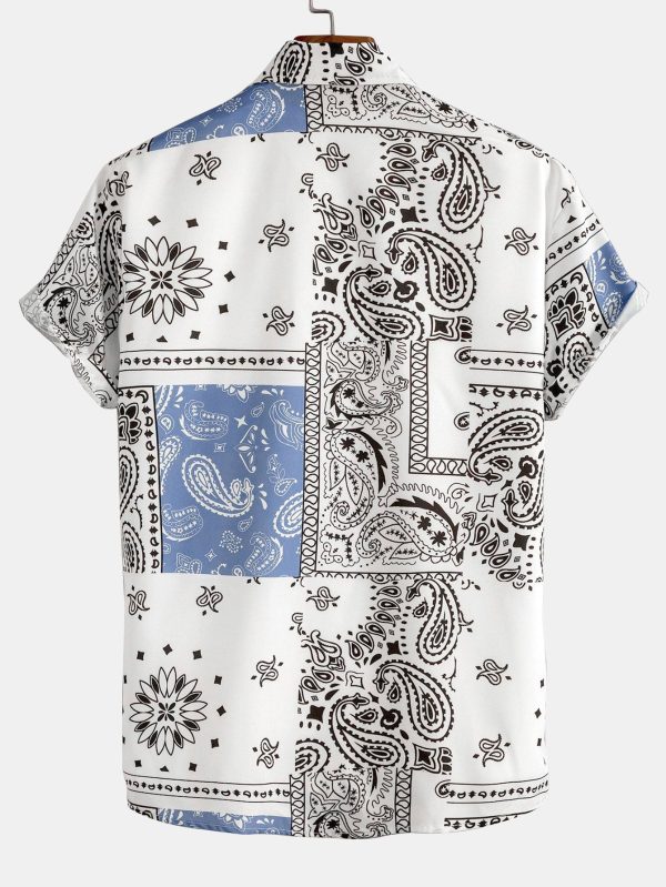 Paisley Print Button Up Shirt #Random pattern design# & Swim Shorts - Image 4
