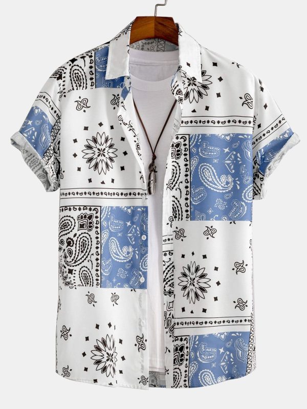 Paisley Print Button Up Shirt #Random pattern design# & Swim Shorts - Image 3