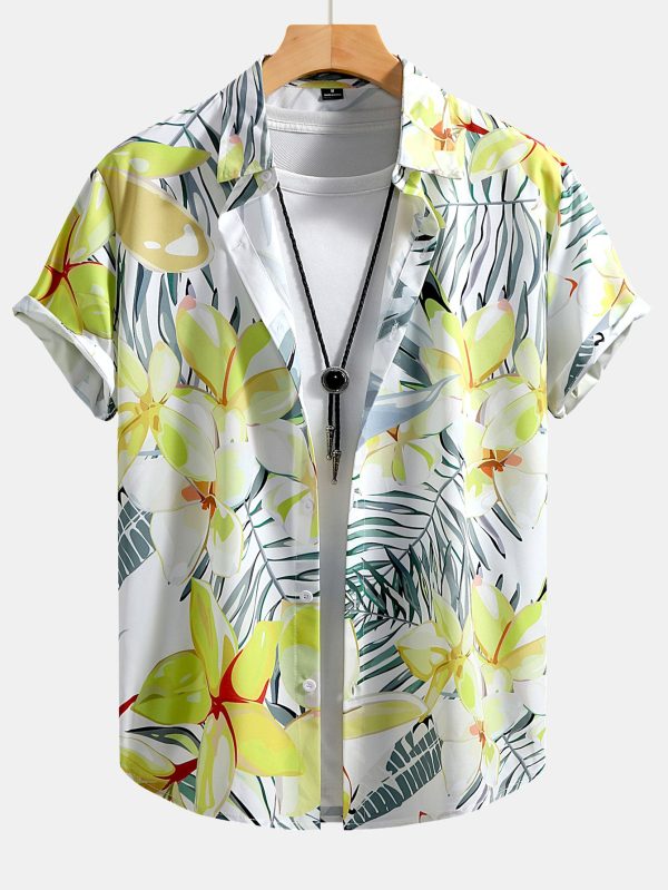 Flower Plants Print Button Up Shirt & Swim Shorts - Image 13