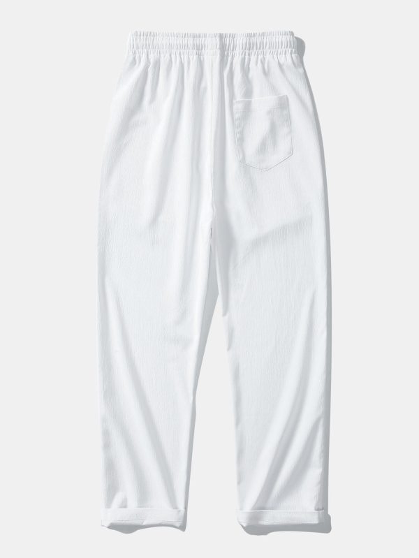 Linen Rayon Blend Button Up Shirt & Wrinkle Textured Straight Leg Pants - Image 19