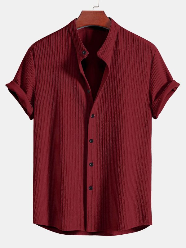 Muscle Fit Ribbed Stand Collar Shirt & Shorts - Image 14