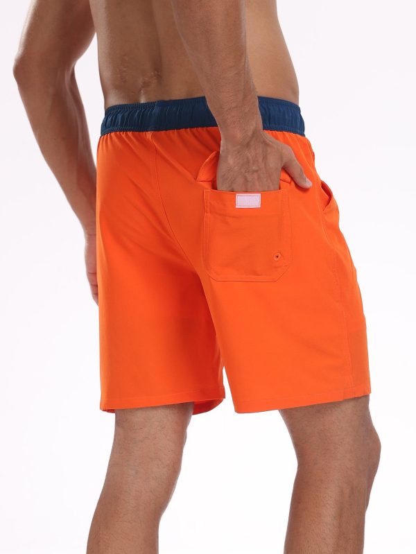 2 In 1 Solid Color Drawstring Swim Shorts With Pocket - Image 10
