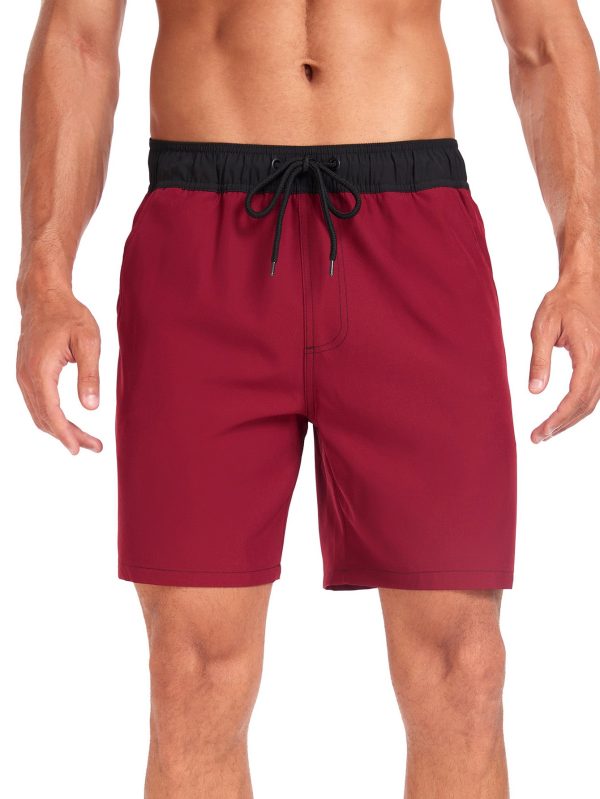 2 In 1 Solid Color Drawstring Swim Shorts With Pocket - Image 11