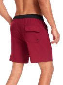 2 In 1 Solid Color Drawstring Swim Shorts With Pocket