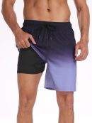 2 In 1 Drawstring Beach Swim Shorts With Pocket