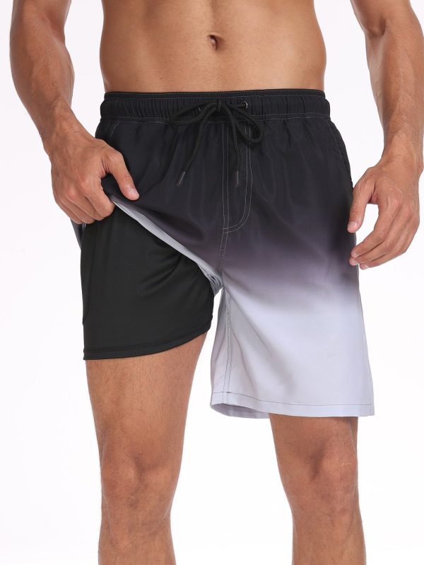 2 In 1 Drawstring Beach Swim Shorts With Pocket - Image 29