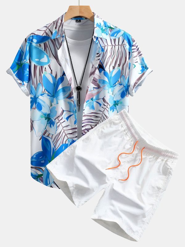 Flower Plants Print Button Up Shirt & Swim Shorts - Image 5