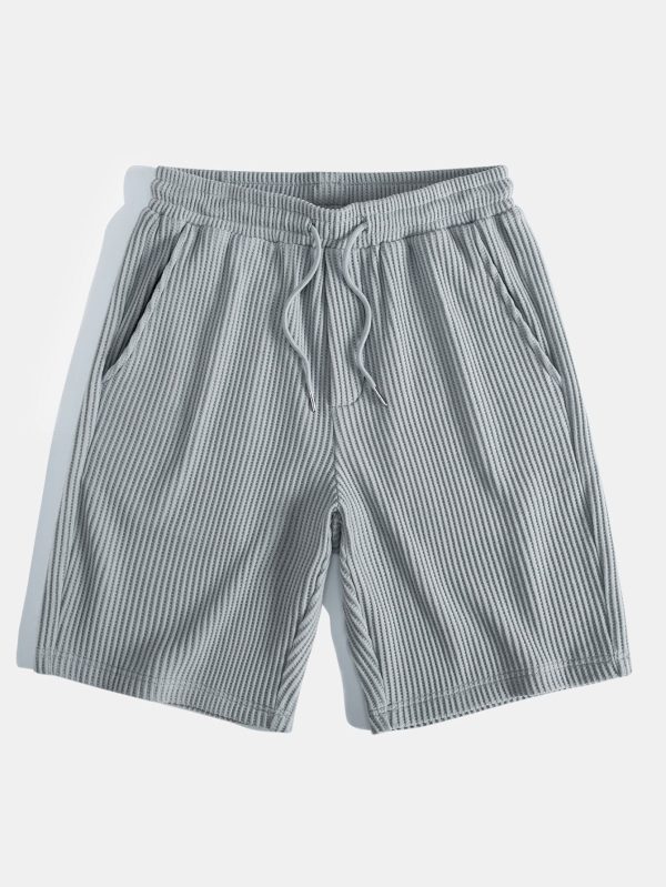 Knitted Waffle Arc Hem Hooded T-Shirt & Drawstring Waffle Shorts - Image 12