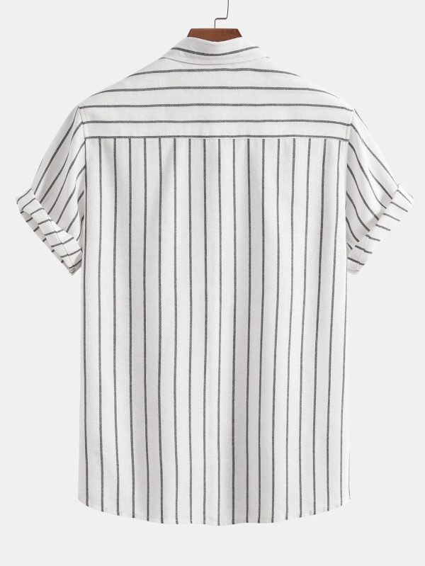 Cotton Blend Striped Button Up Shirt & Straight Leg Linen Pants - Image 6