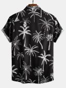 Palm Tree Print Button Up Shirt & Swim Shorts