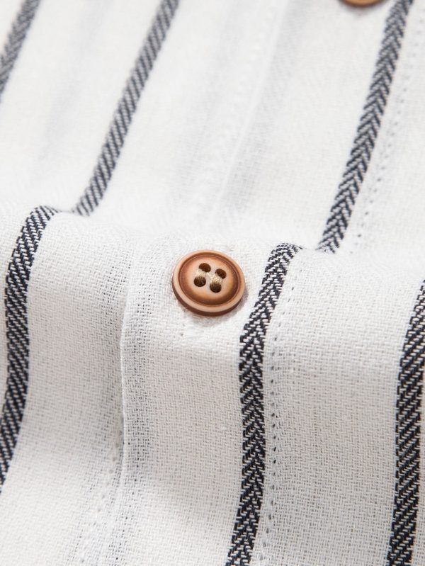 Cotton Blend Striped Button Up Shirt & Straight Leg Linen Pants - Image 17
