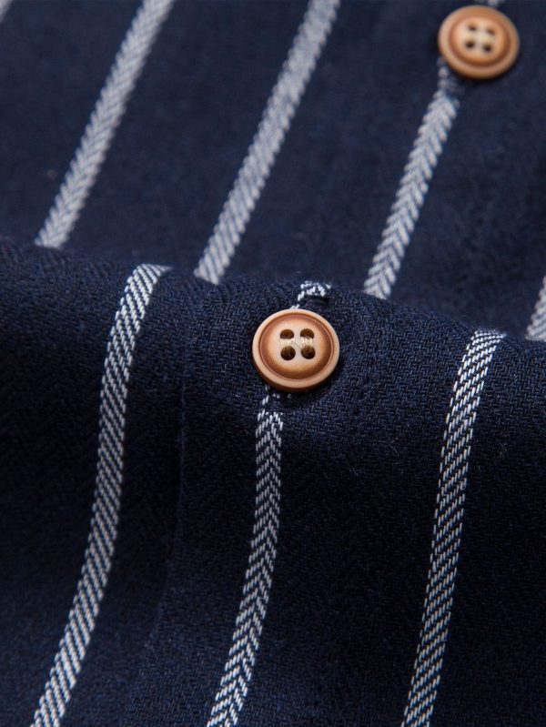 Cotton Blend Striped Button Up Shirt & Straight Leg Linen Pants - Image 16
