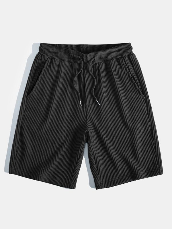 Knitted Waffle Arc Hem Hooded T-Shirt & Drawstring Waffle Shorts - Image 17
