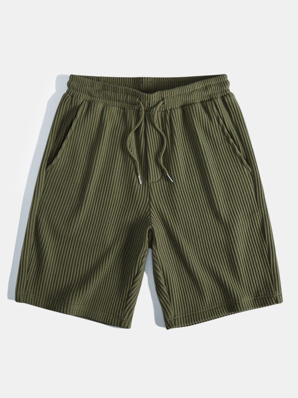 Knitted Waffle Arc Hem Hooded T-Shirt & Drawstring Waffle Shorts - Image 15