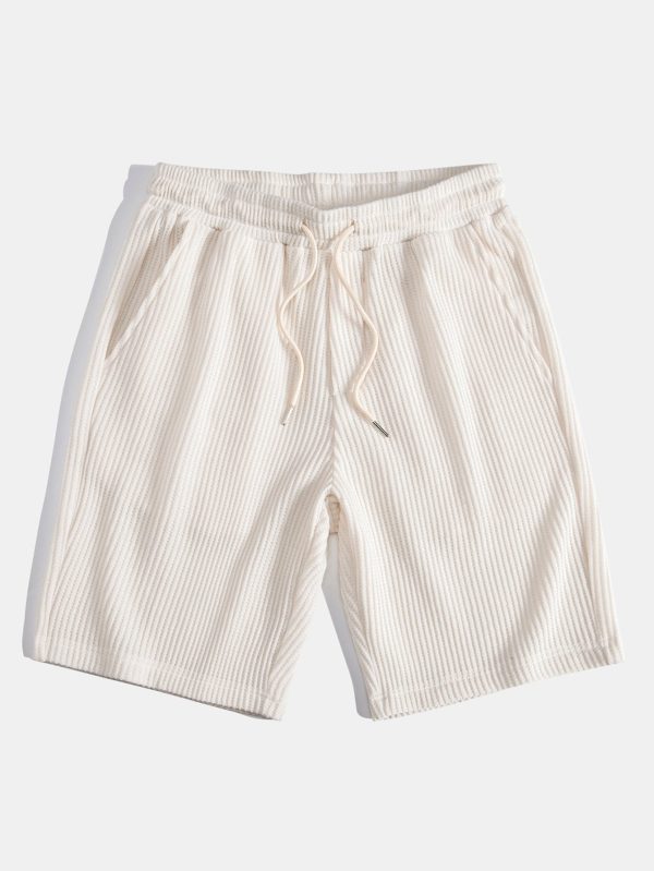 Knitted Waffle Arc Hem Hooded T-Shirt & Drawstring Waffle Shorts - Image 16