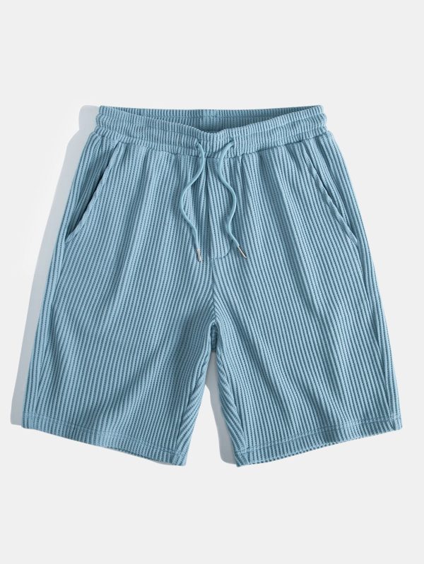 Knitted Waffle Arc Hem Hooded T-Shirt & Drawstring Waffle Shorts - Image 13